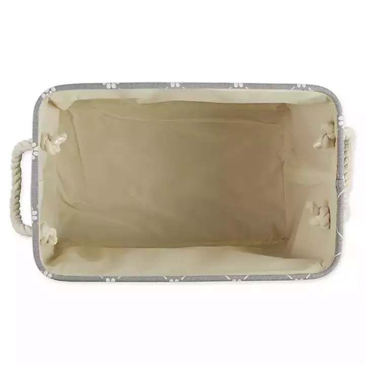 Gray Trellis Paw Print Storage Basket, 14 in.