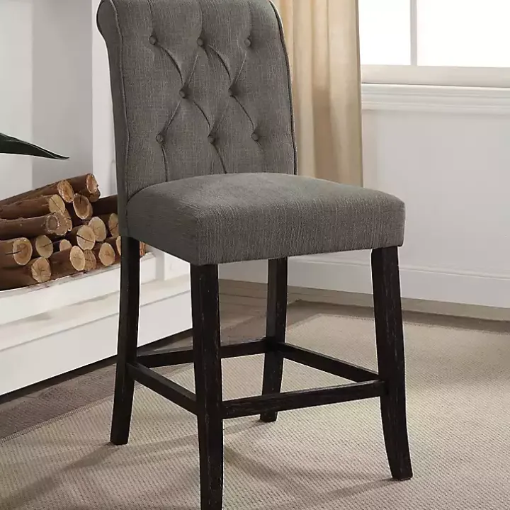 Gray Tufted Landon Counter Stools, Set of 2