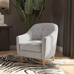 Gray Tufted Woven Accent Chair