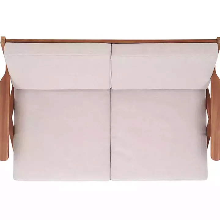 Gray Upholstered Acacia Wood Outdoor Loveseat