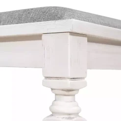 Gray Upholstered Antique White Quin Bench