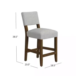 Gray Upholstered Wood Counter Stool