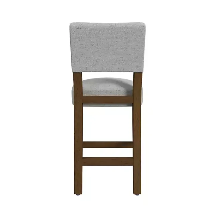 Gray Upholstered Wood Counter Stool