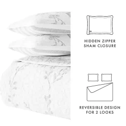 Gray Vines Reversible 3-pc. King Quilt Set