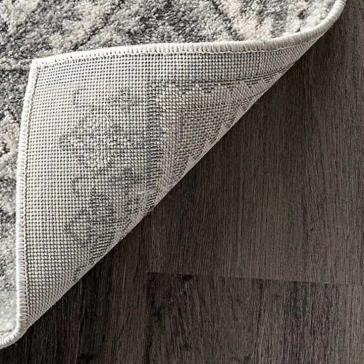 Gray Vintage Circular Patterns Area Rug, 5x7