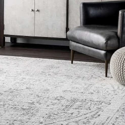 Gray Vintage Distressed Area Rug, 8x12