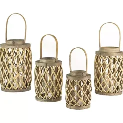 Gray Willow Cylinder Lanterns, Set of 4