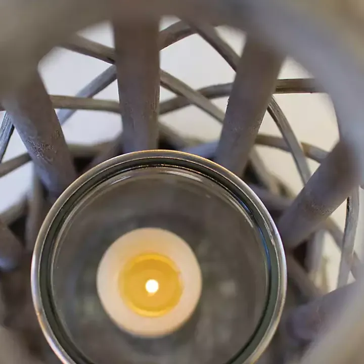 Gray Willow Cylinder Lanterns, Set of 4