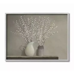 Gray Willow Flower in Vases Framed Art Print