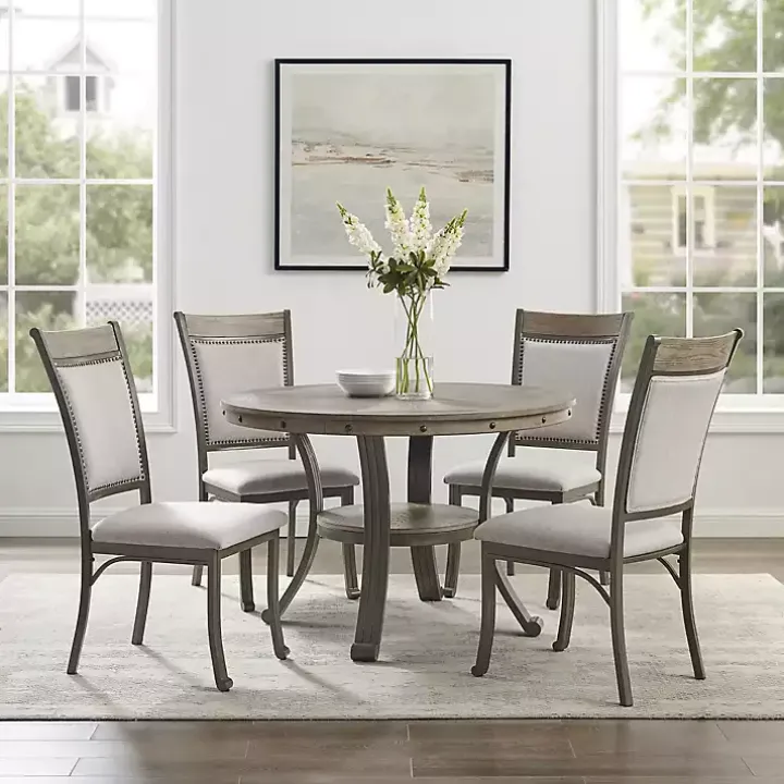 Gray Wood and Upholstered Chairs 5-pc. Dining Set