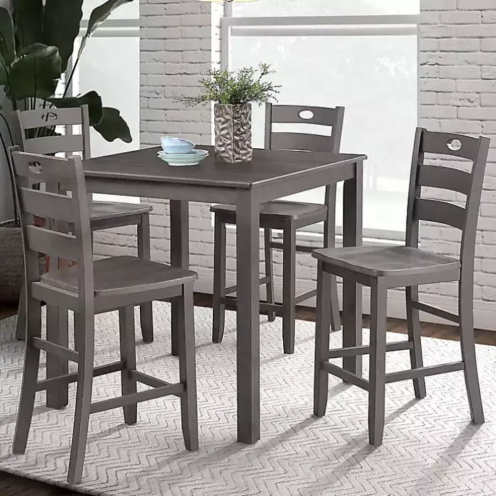 Gray Wood Brooke 5-pc. Counter Height Set