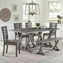 Gray Wood Harbor Dining Bench