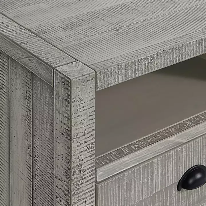 Gray Wood Open Shelf Nightstand