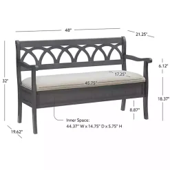 Gray Wood Upholstered Storage Bench