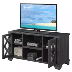 Gray Wood X Doors Media Cabinet