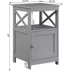 Gray Wood X Sides Storage Accent Table