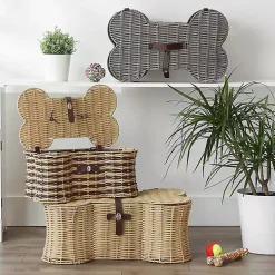 Gray Woven Bone Shaped Basket, 17 in.