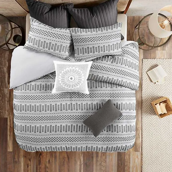 Gray Woven Jacquard California King Comforter Set