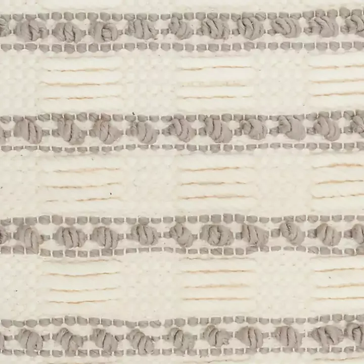 Gray Woven Knotted Stripes Throw Pillow