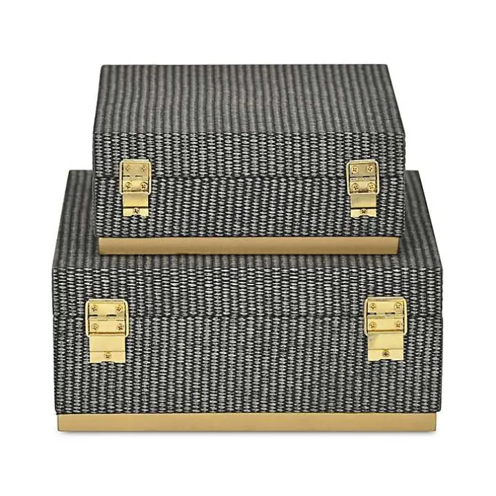 Gray Woven Square Decorative Boxes, Set of 2