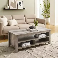 Graywash Grooved Side Panel Coffee Table