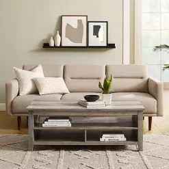 Graywash Grooved Side Panel Coffee Table