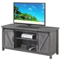 Graywash Russ Barn Door Media Cabinet