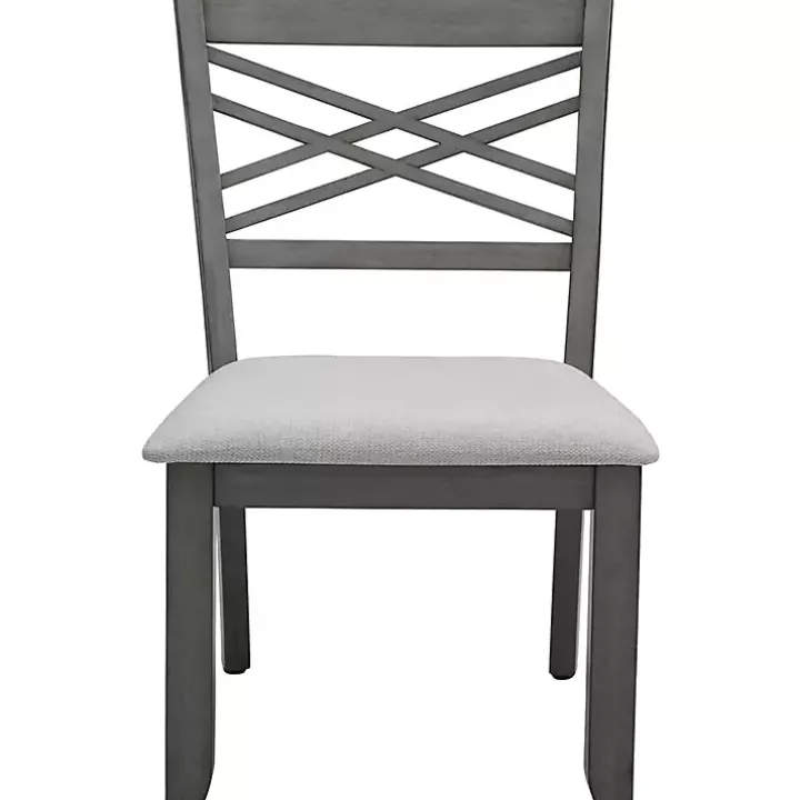 Graywash Wood X-Back Dining Chairs, Set of 2