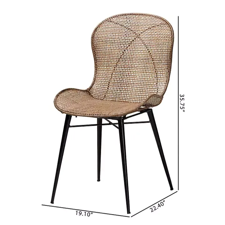 Graywashed Rattan Dining Chairs, Set of 2