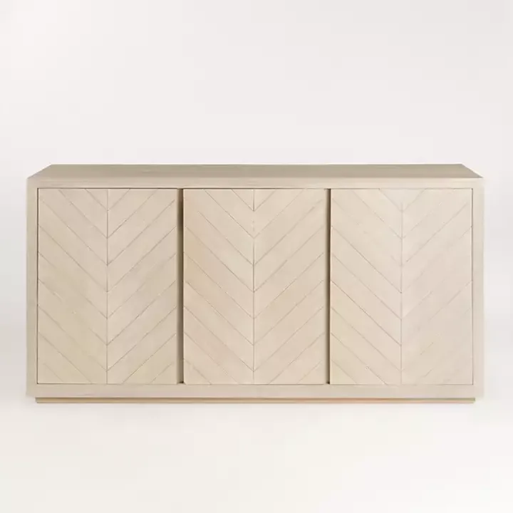 Graywashed Wood Herringbone Sideboard