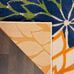 Green and Blue Floral Burst Outdoor Area Rug, 6x9