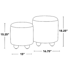 Green Bacci Nesting Ottomans, Set of 2