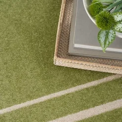 Green Bordered Indoor/Outdoor Area Rug, 5x7