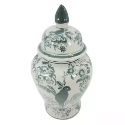 Green Ceramic Chinoiserie Jar