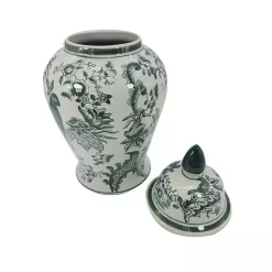 Green Ceramic Chinoiserie Jar