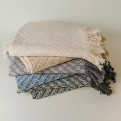 Green Cross-Stitch Woven Throw