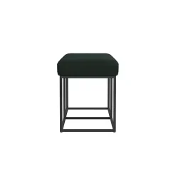Green Faux Suede Upholstered Metal Frame Bench