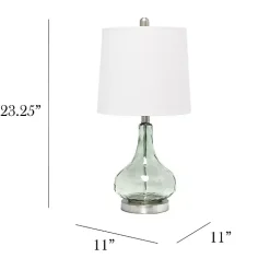 Green Glass Ripple Table Lamp