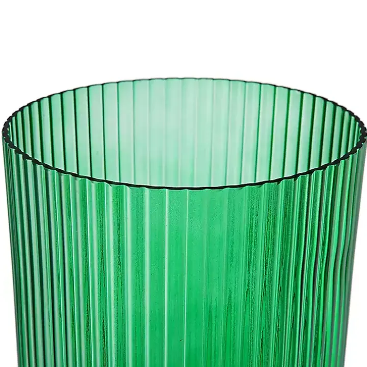 Green Glass Vase with Gold Pedestal Base, 20 in.