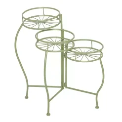 Green Metal Starburst 3-Tier Plant Stand