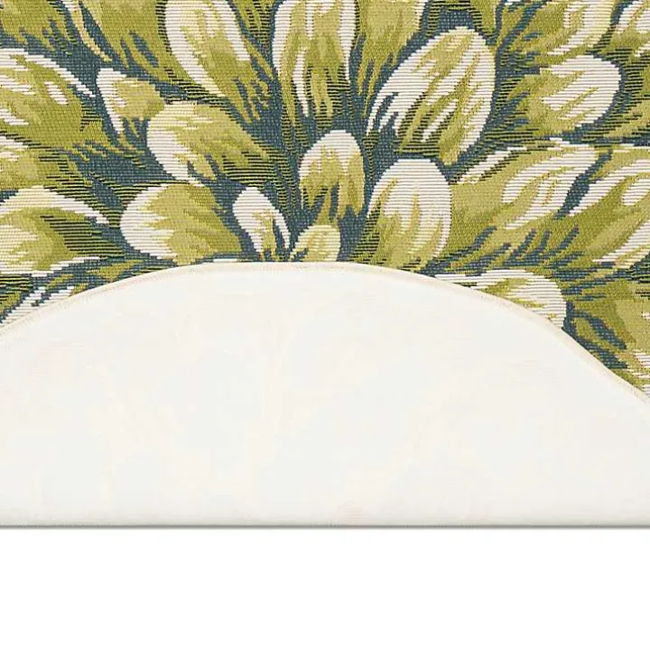 Green Round Floral Bloom Indoor/Outdoor Rug, 3x3