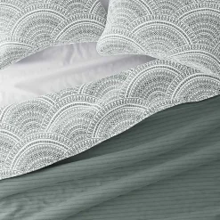 Green Scalloped Reversible 3-pc. King Quilt Set