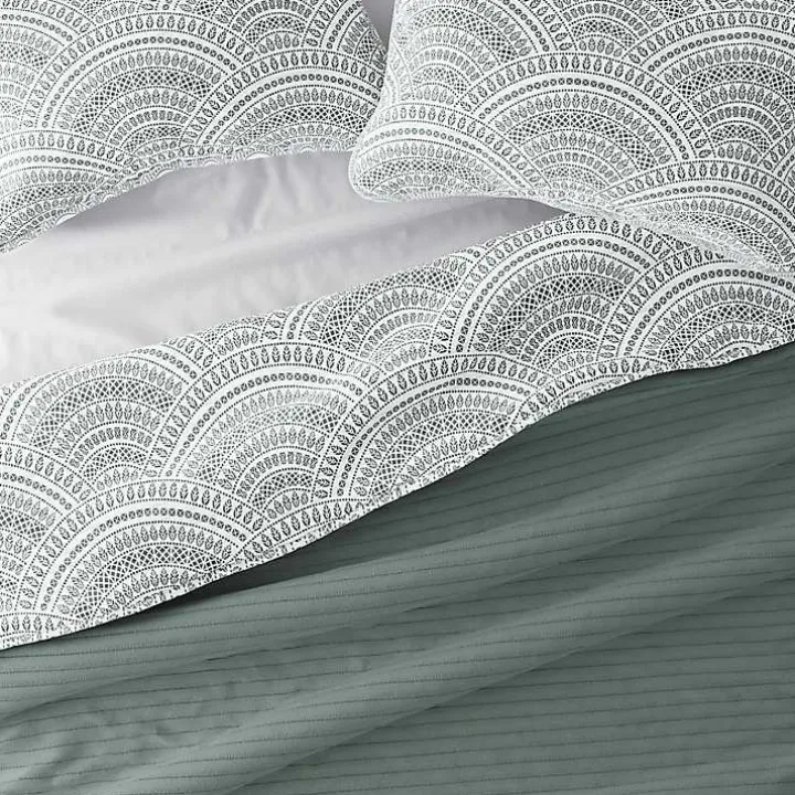 Green Scalloped Reversible 3-pc. King Quilt Set