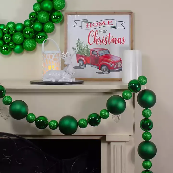 Green Shatterproof Ornament Tree Garland
