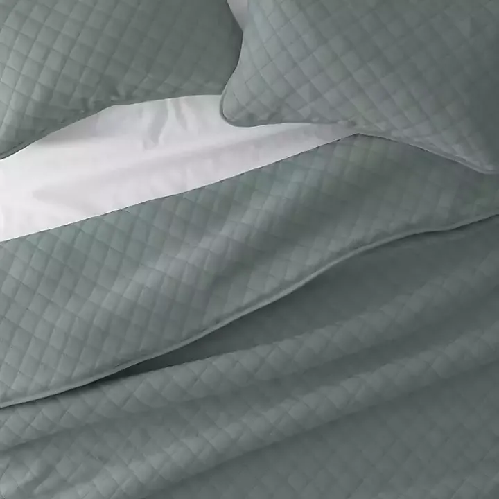 Green Stitched Diamond 2-pc. Twin Quilt Set