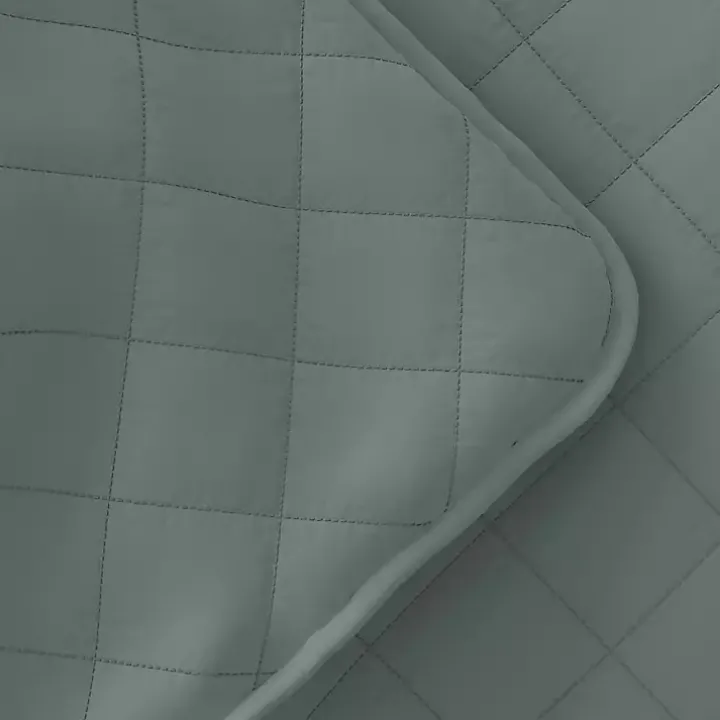 Green Stitched Diamond 2-pc. Twin Quilt Set