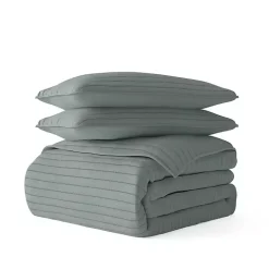 Green Stitched Stripes 2-pc. Twin Quilt Set