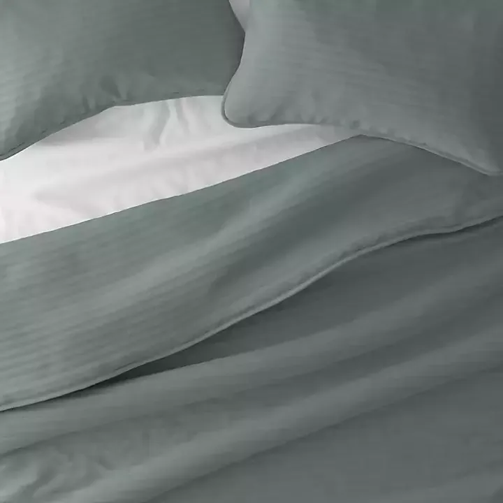 Green Stitched Stripes 3-pc. King Quilt Set