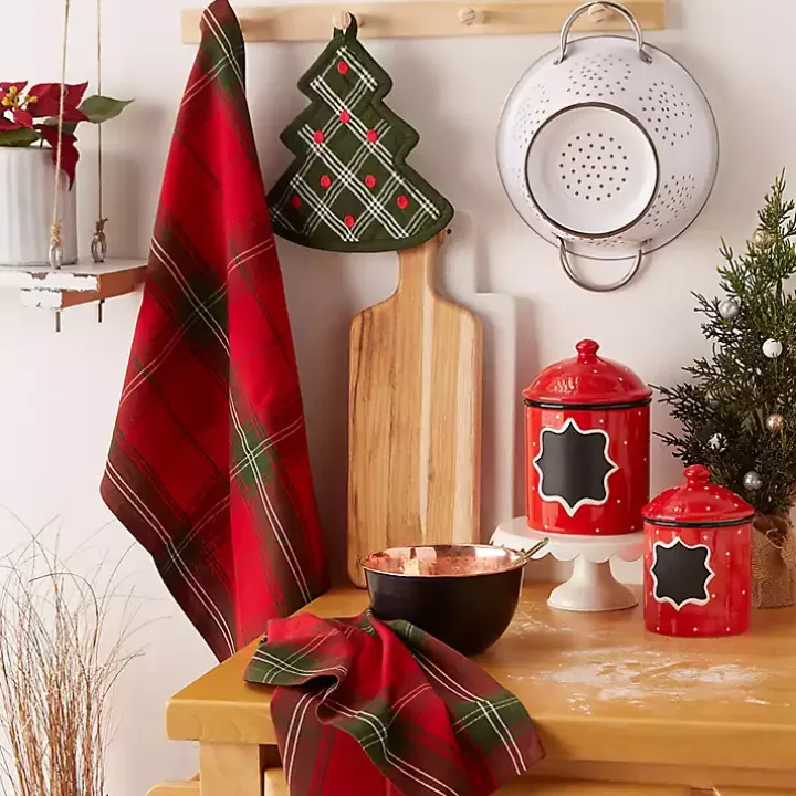 Green Tree Plaid 3-pc. Dishtowel & Potholder Set