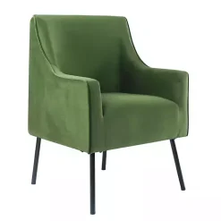 Green Velvet Upholstered Black Legs Accent Chair